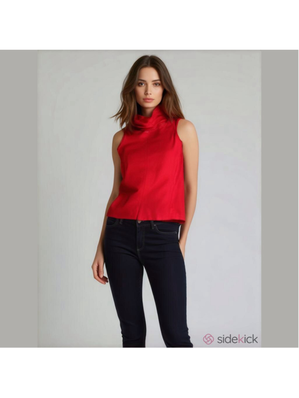 Bellissima fashions red knit sleeveless cowl neck women’s shirt small